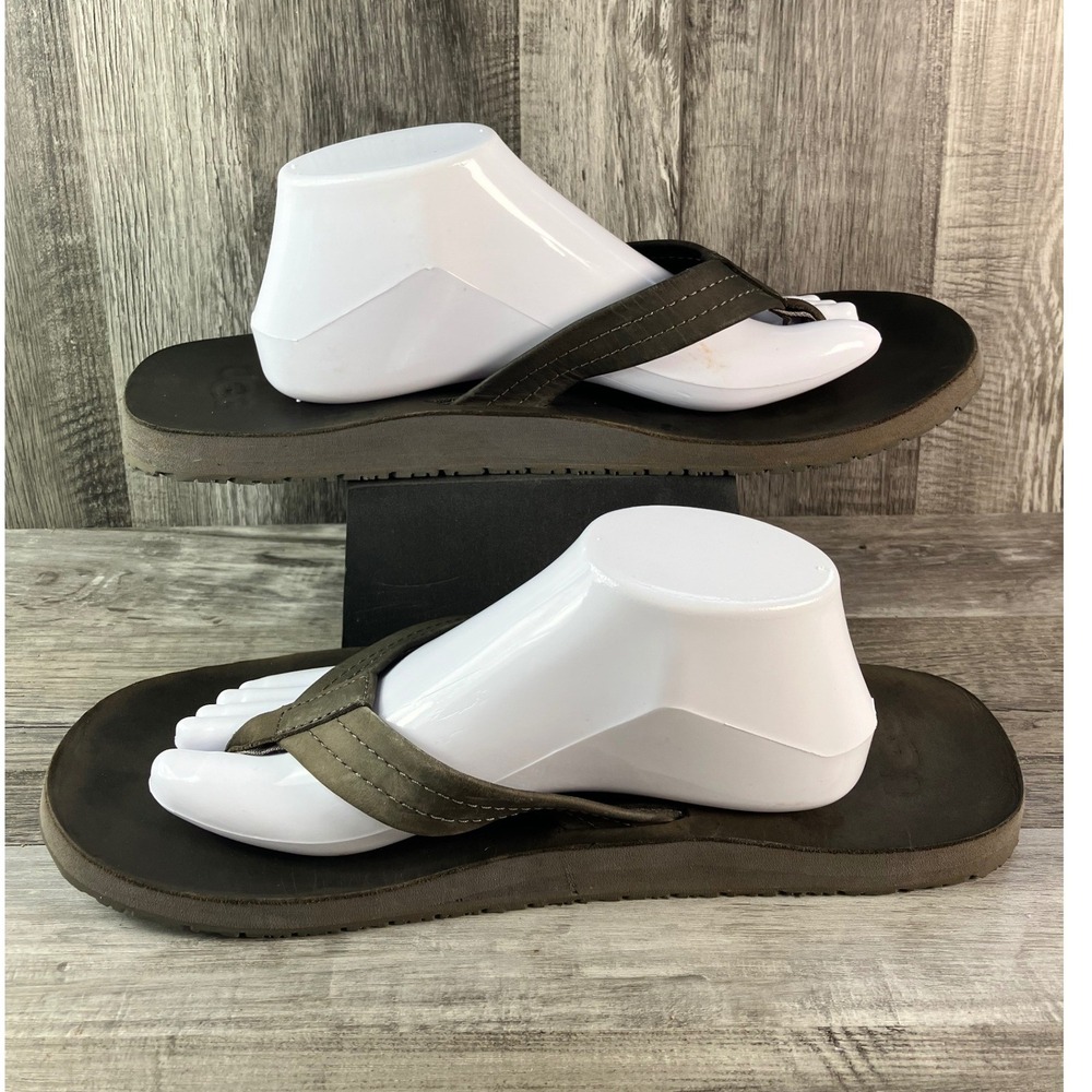 UGG Bennison II Mens Leather Flip Flop Sandals Dark Brown 3159 Size 13